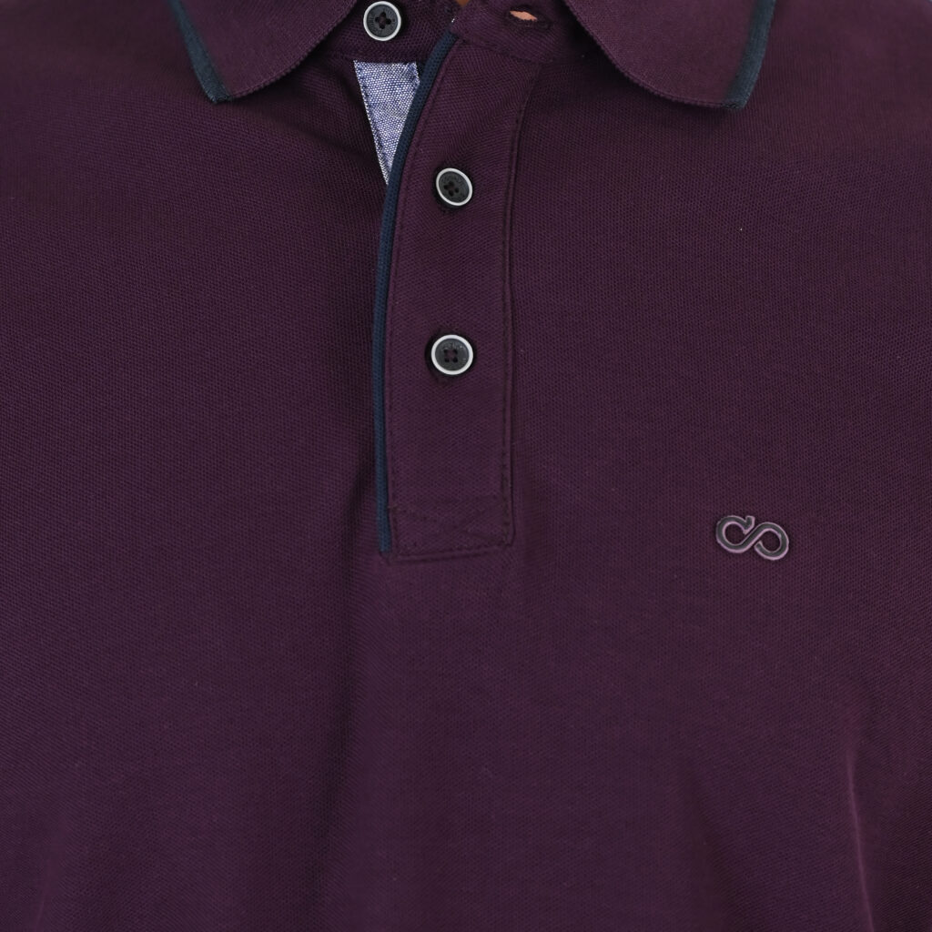 262PS-3098 POLO PIQUE LONGSLEEVE WITH TWO COLORED LAYER HIGH DENSITY PRINT DK RASPBERRY