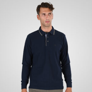 262PS-3098 POLO PIQUE LONGSLEEVE WITH TWO COLORED LAYER HIGH DENSITY PRINT NAVY