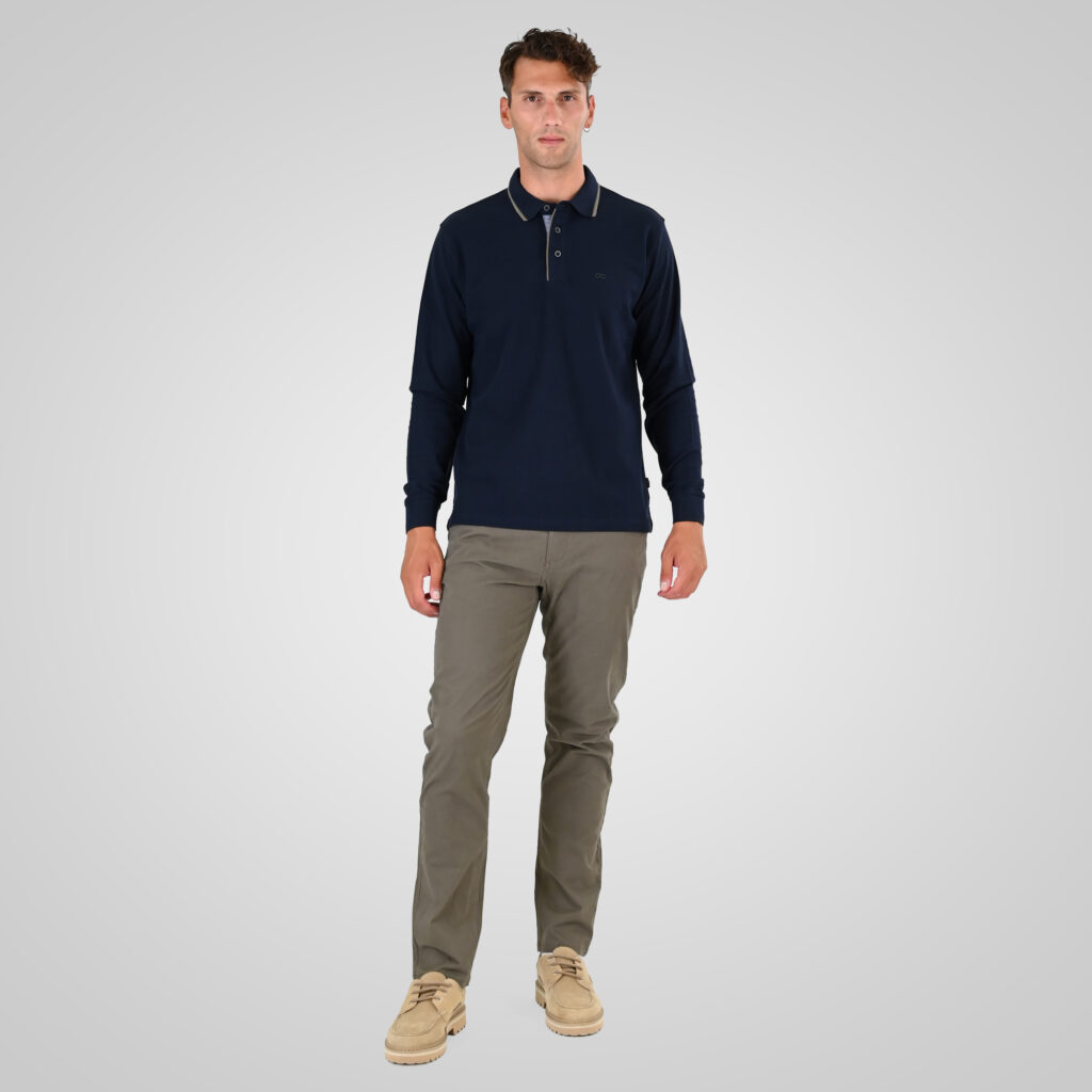 262PS-3098 POLO PIQUE LONGSLEEVE WITH TWO COLORED LAYER HIGH DENSITY PRINT NAVY