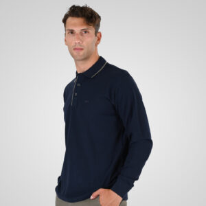 262PS-3098 POLO PIQUE LONGSLEEVE WITH TWO COLORED LAYER HIGH DENSITY PRINT NAVY - Image 3