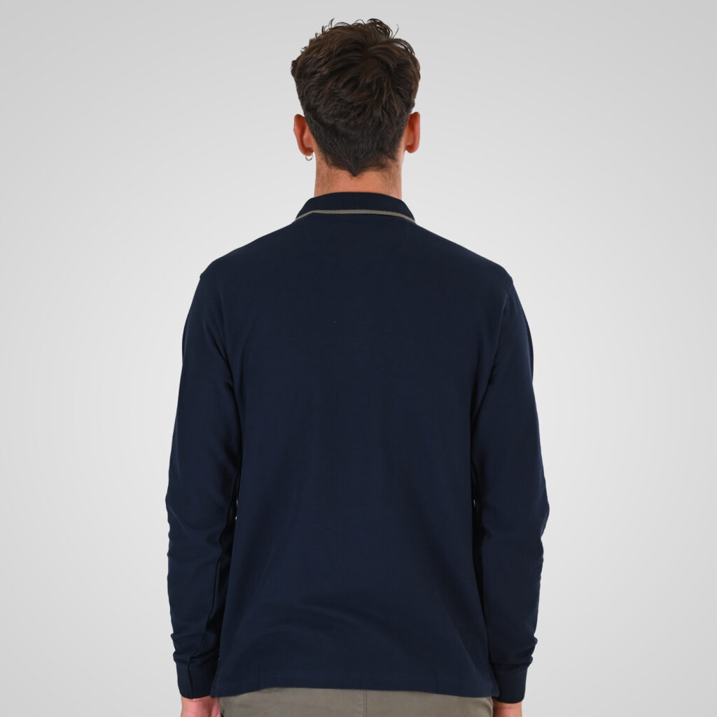 262PS-3098 POLO PIQUE LONGSLEEVE WITH TWO COLORED LAYER HIGH DENSITY PRINT NAVY