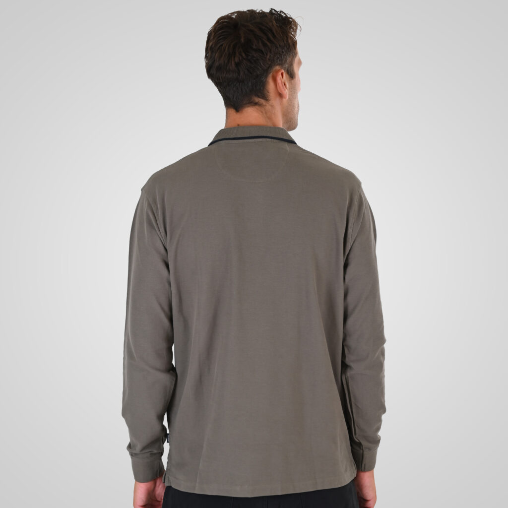 262PS-3098 POLO PIQUE LONGSLEEVE WITH TWO COLORED LAYER HIGH DENSITY PRINT TAUPE