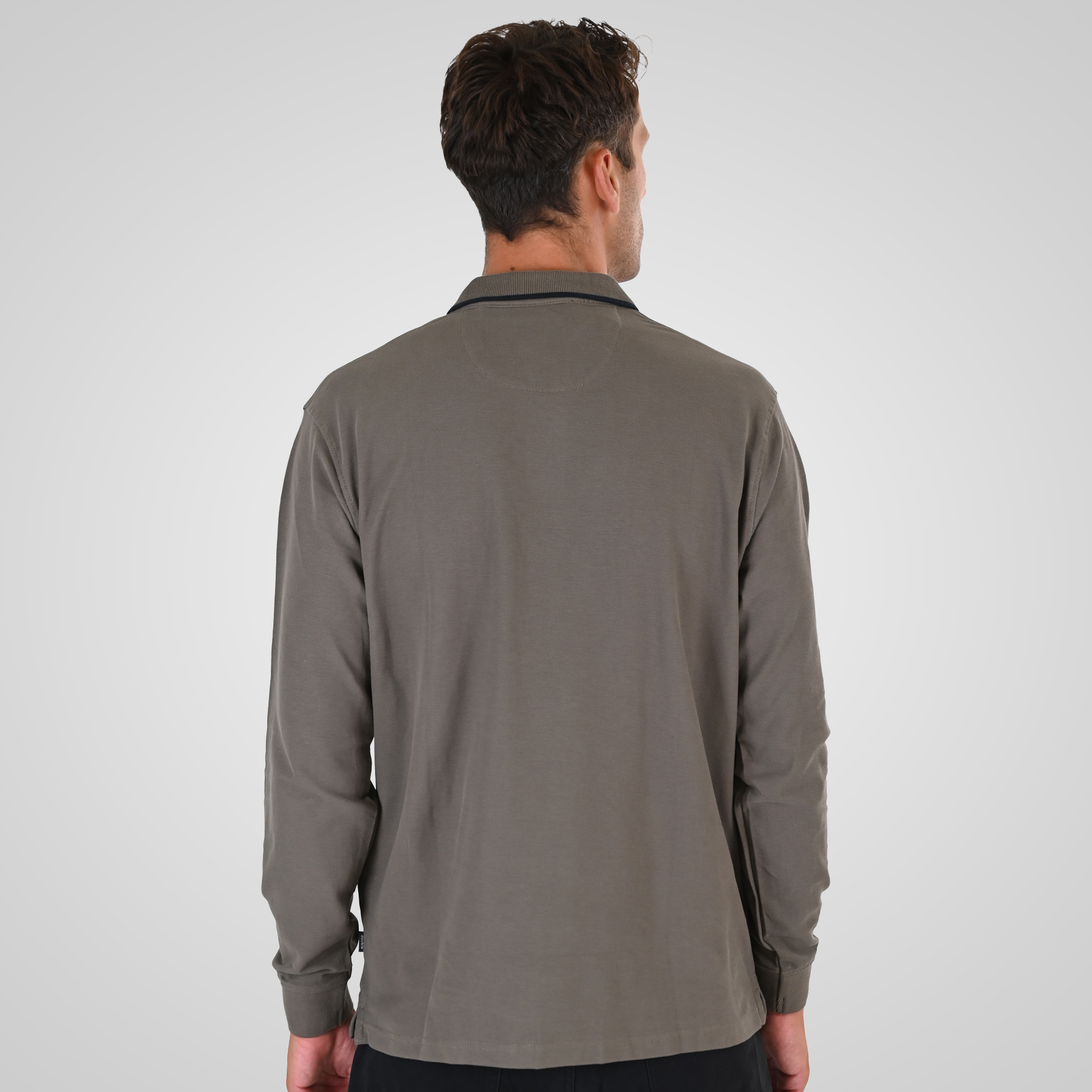 262PS-3098 POLO PIQUE LONGSLEEVE WITH TWO COLORED LAYER HIGH DENSITY PRINT TAUPE - Image 4
