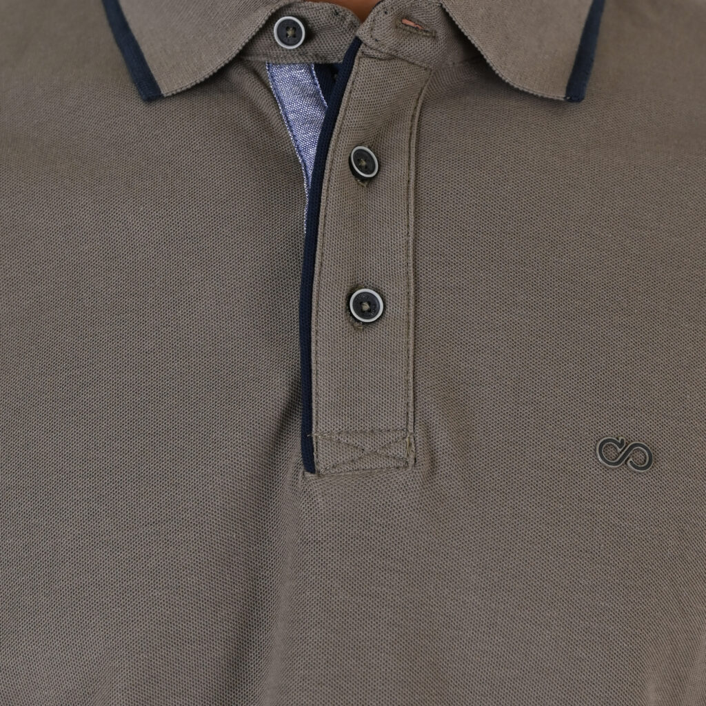 262PS-3098 POLO PIQUE LONGSLEEVE WITH TWO COLORED LAYER HIGH DENSITY PRINT TAUPE