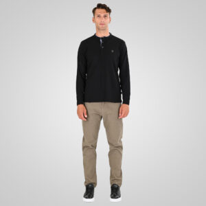 262PS-3099 POLO PIQUE WITH MAO COLLAR LONGSLEEVE AND HIGH DENSITY PRINT BLACK