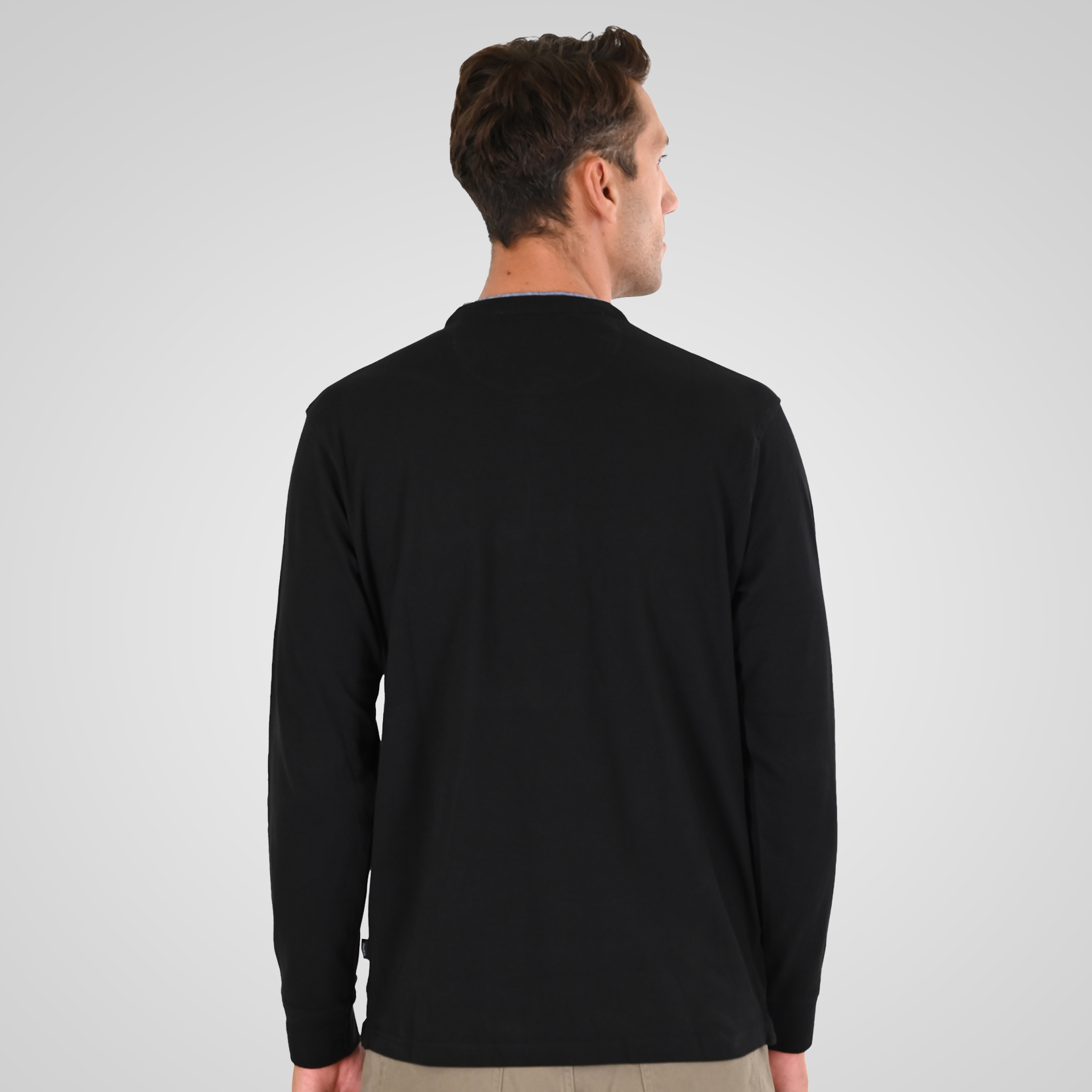 262PS-3099 POLO PIQUE WITH MAO COLLAR LONGSLEEVE AND HIGH DENSITY PRINT BLACK - Image 4
