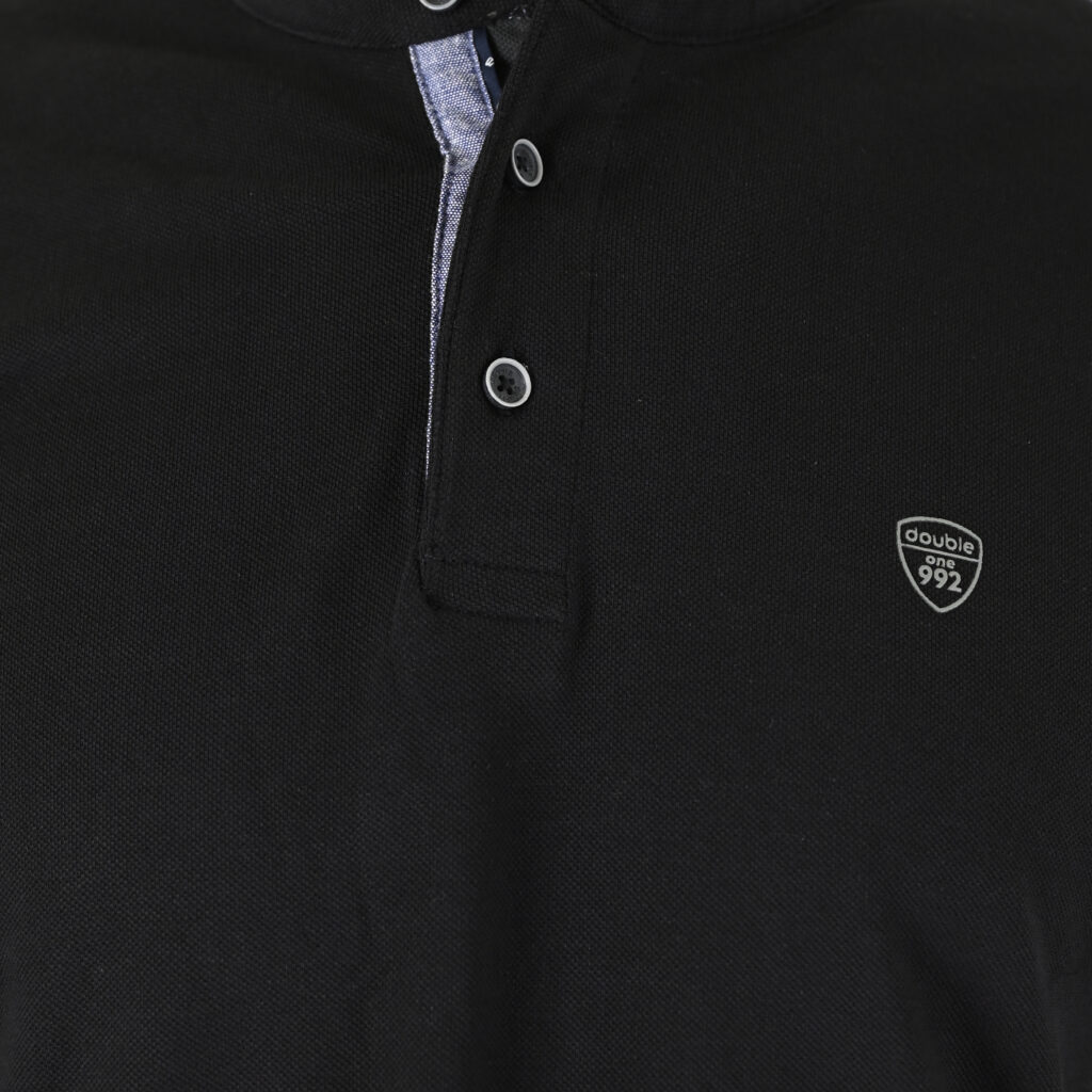 262PS-3099 POLO PIQUE WITH MAO COLLAR LONGSLEEVE AND HIGH DENSITY PRINT BLACK