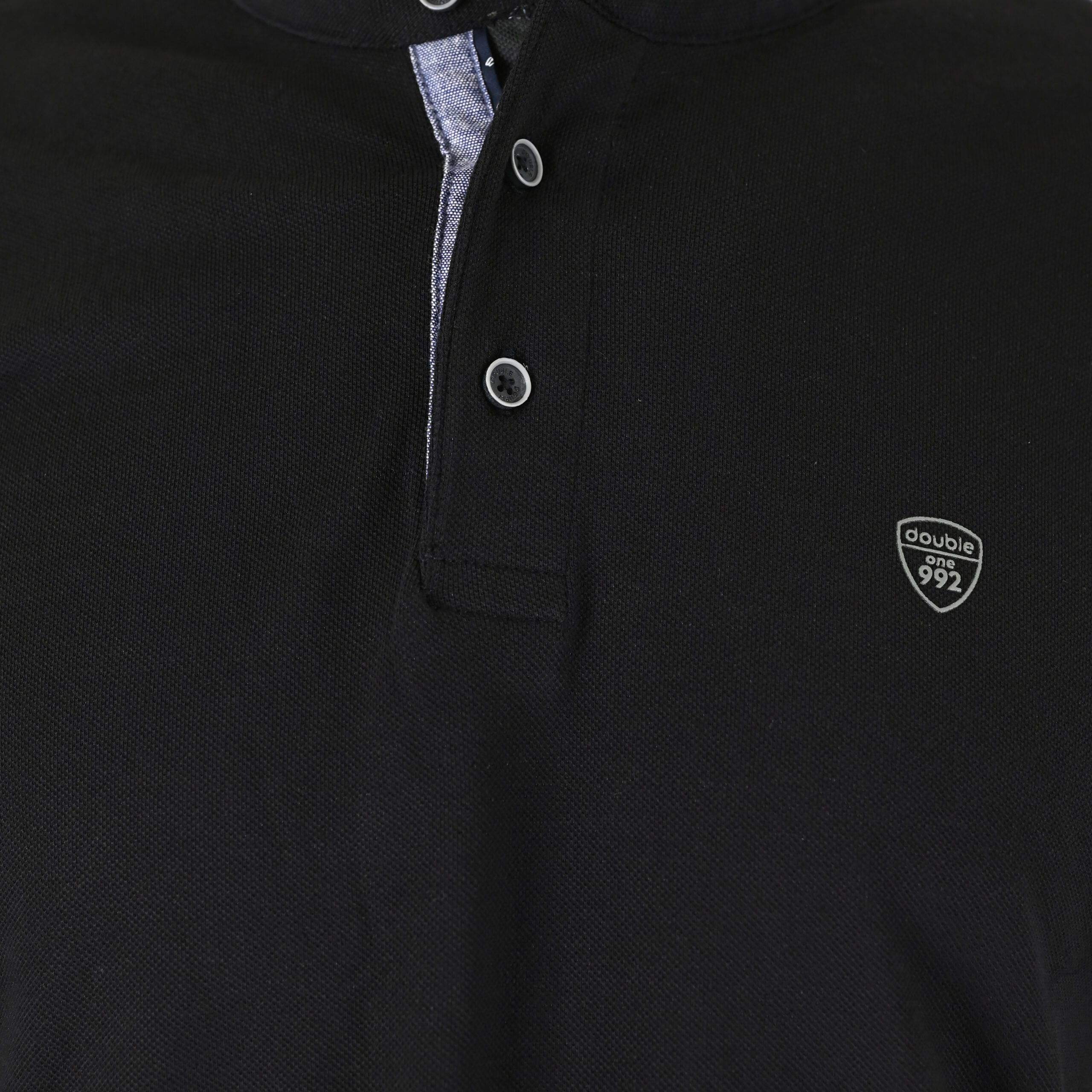 262PS-3099 POLO PIQUE WITH MAO COLLAR LONGSLEEVE AND HIGH DENSITY PRINT BLACK - Image 5