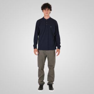 262PS-3099 POLO PIQUE WITH MAO COLLAR LONGSLEEVE AND HIGH DENSITY PRINT NAVY
