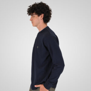 262PS-3099 POLO PIQUE WITH MAO COLLAR LONGSLEEVE AND HIGH DENSITY PRINT NAVY - Image 3