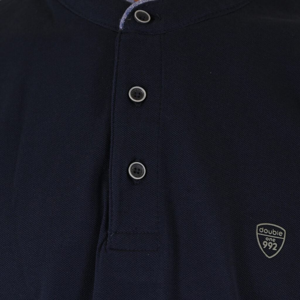 262PS-3099 POLO PIQUE WITH MAO COLLAR LONGSLEEVE AND HIGH DENSITY PRINT NAVY