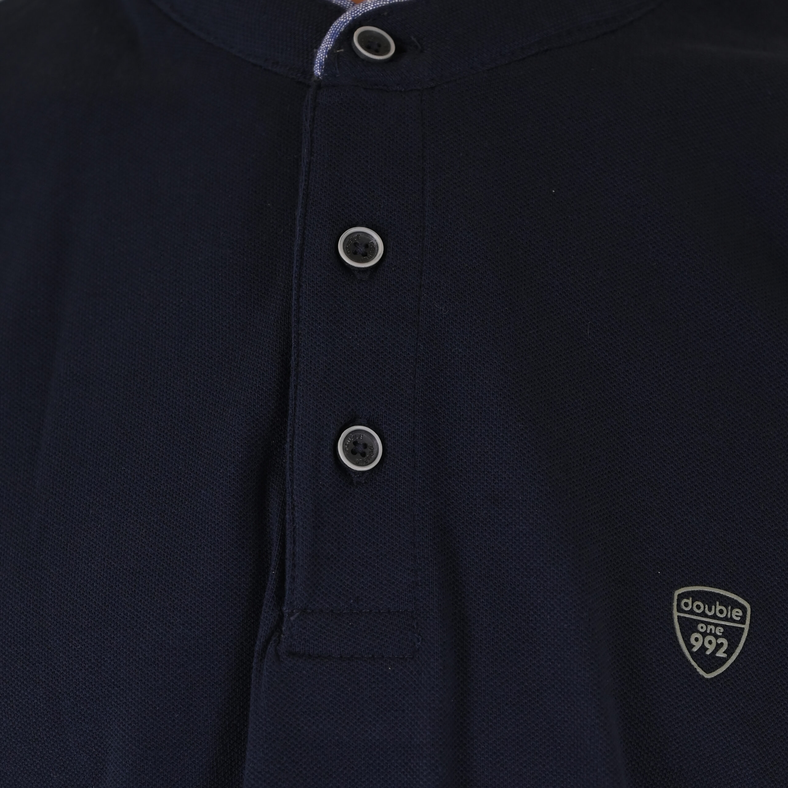262PS-3099 POLO PIQUE WITH MAO COLLAR LONGSLEEVE AND HIGH DENSITY PRINT NAVY - Image 5