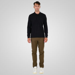 262PS-3100 POLO PIQUE LONGSLEEVE WITH CHEST POCKET AND DENSE EMBROIDERY BLACK