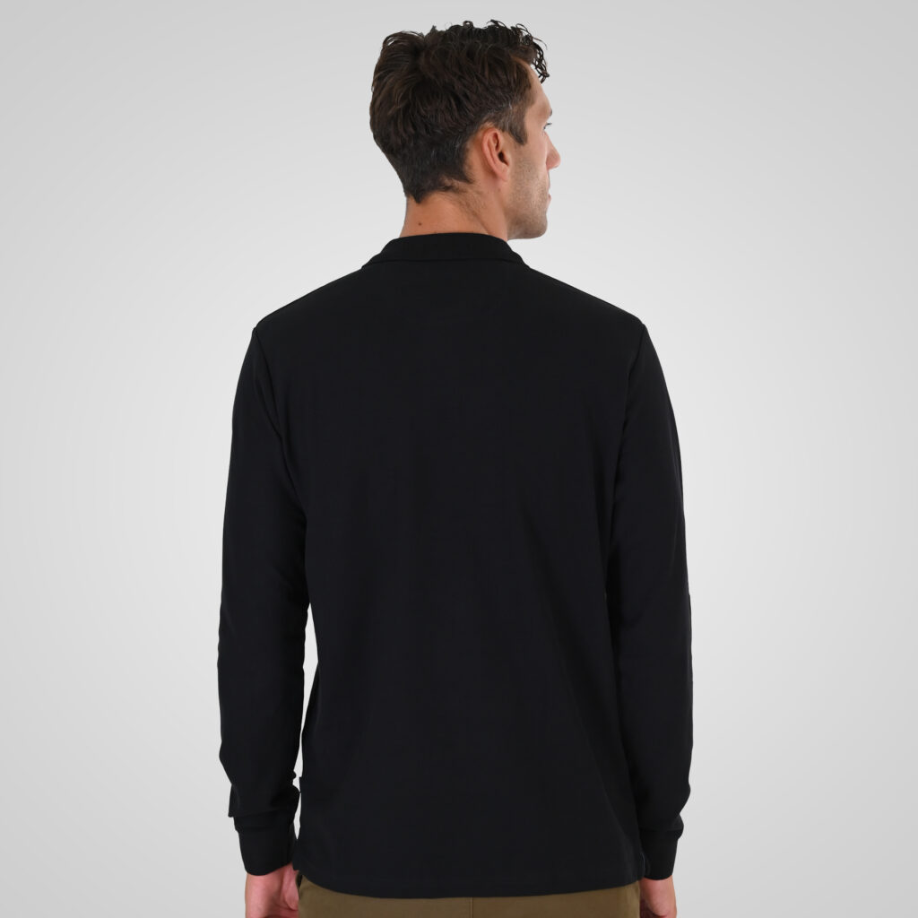 262PS-3100 POLO PIQUE LONGSLEEVE WITH CHEST POCKET AND DENSE EMBROIDERY BLACK
