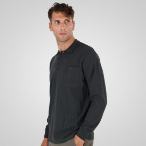 262PS-3100 POLO PIQUE LONGSLEEVE WITH CHEST POCKET AND DENSE EMBROIDERY DK KHAKI - Image 3
