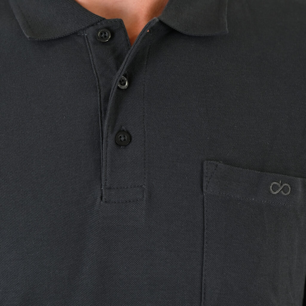 262PS-3100 POLO PIQUE LONGSLEEVE WITH CHEST POCKET AND DENSE EMBROIDERY DK KHAKI