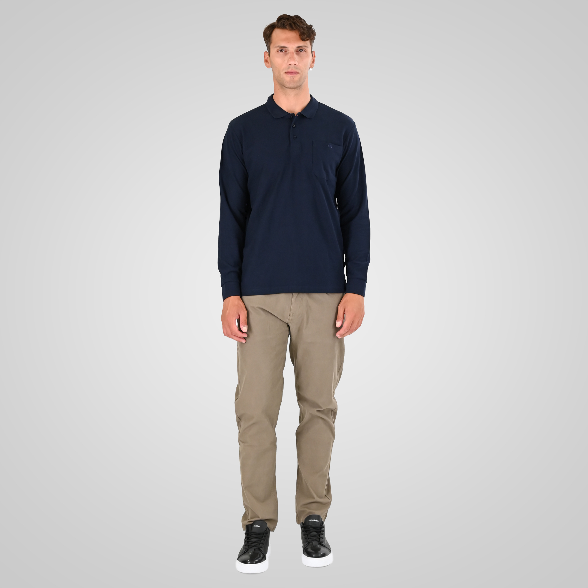 262PS-3100 POLO PIQUE LONGSLEEVE WITH CHEST POCKET AND DENSE EMBROIDERY NAVY - Image 2