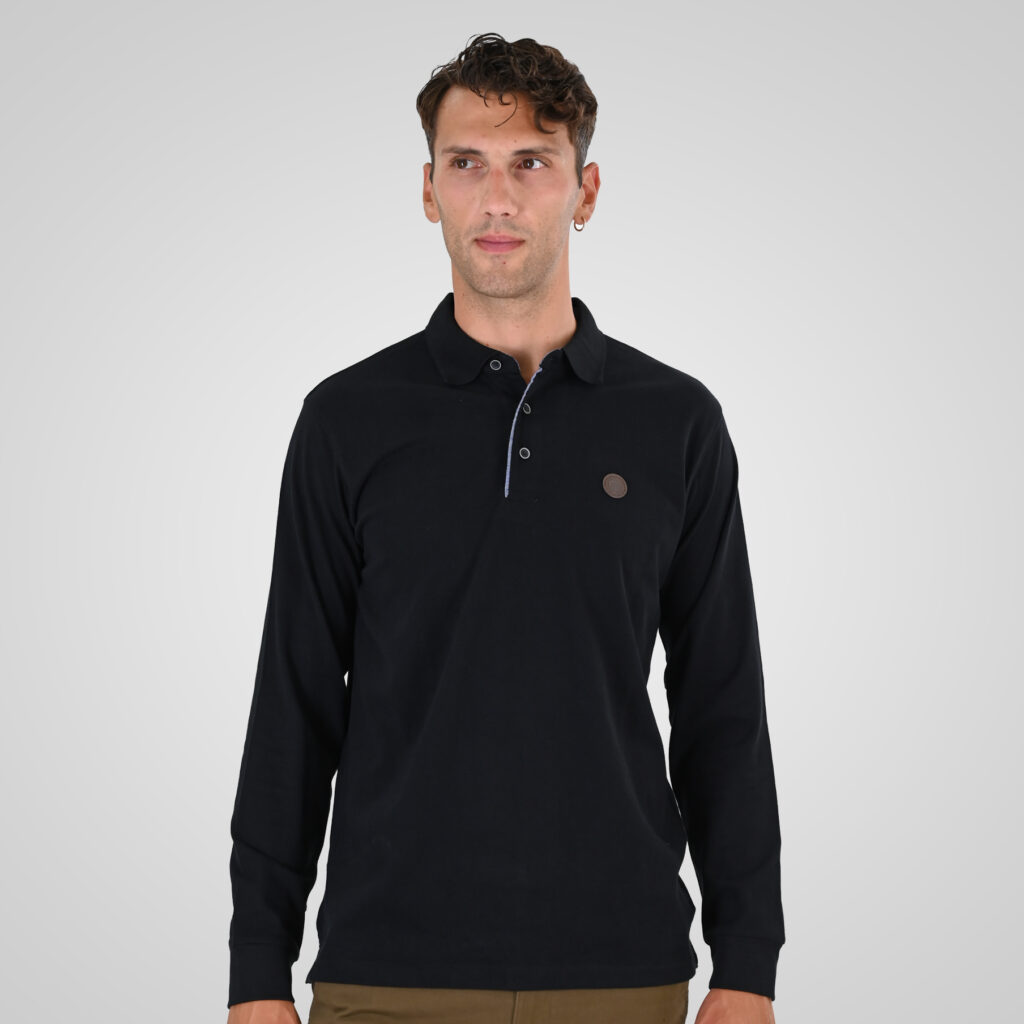 262PS-3102 POLO LONGSLEEVE (JERSEY FABRIC WITH PEACH FINISH) BLACK
