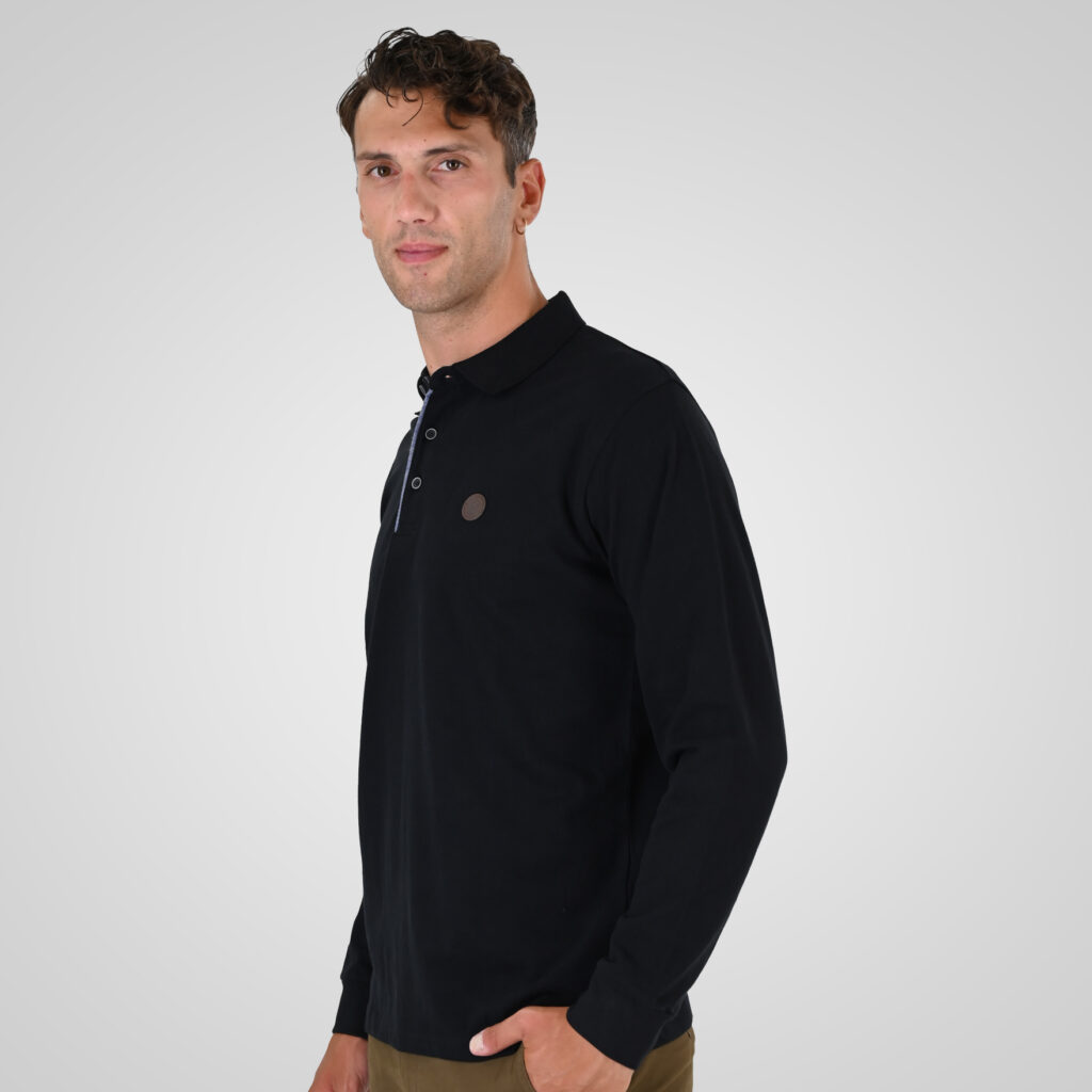 262PS-3102 POLO LONGSLEEVE (JERSEY FABRIC WITH PEACH FINISH) BLACK