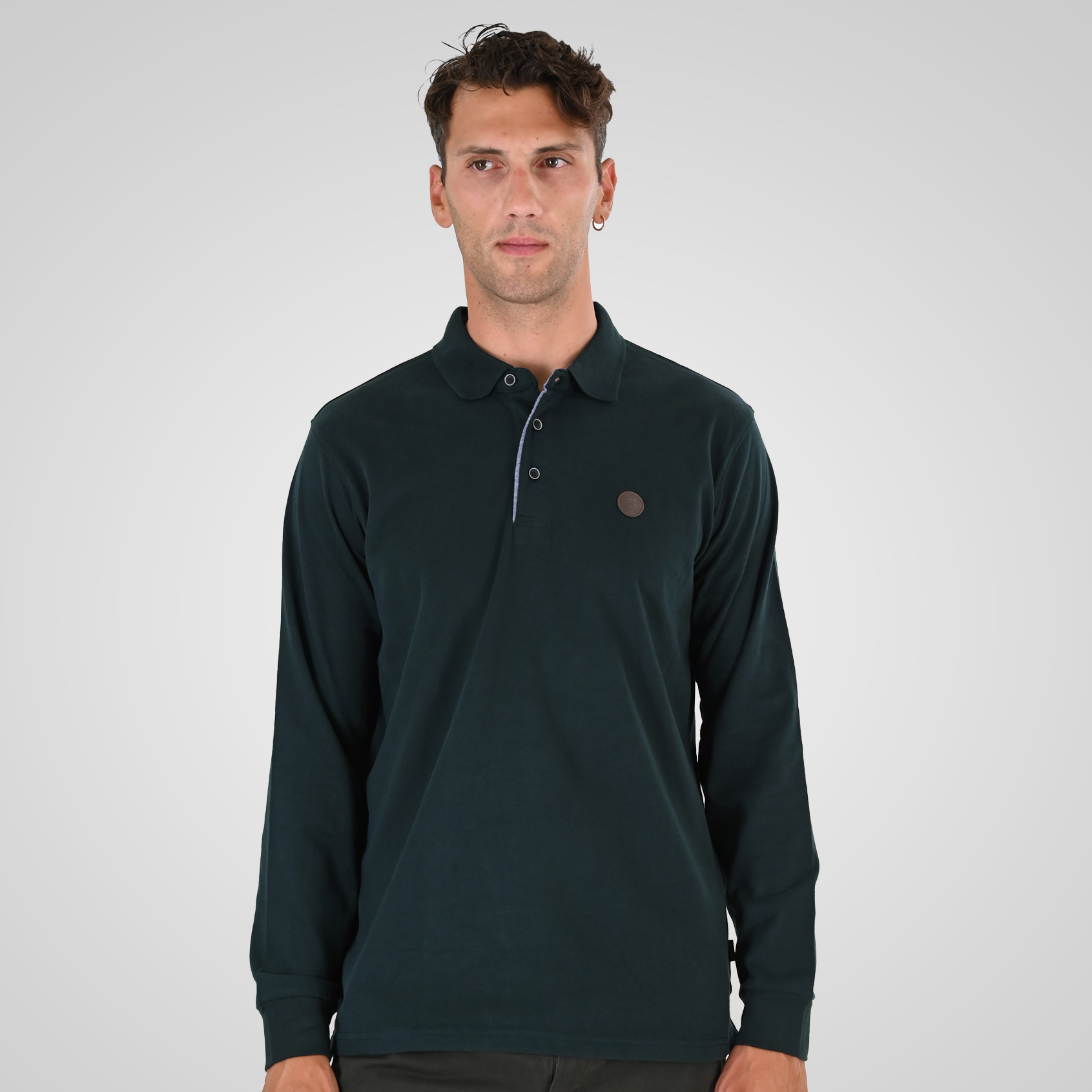 262PS-3102 POLO LONGSLEEVE (JERSEY FABRIC WITH PEACH FINISH) FOREST GREEN - Image 1