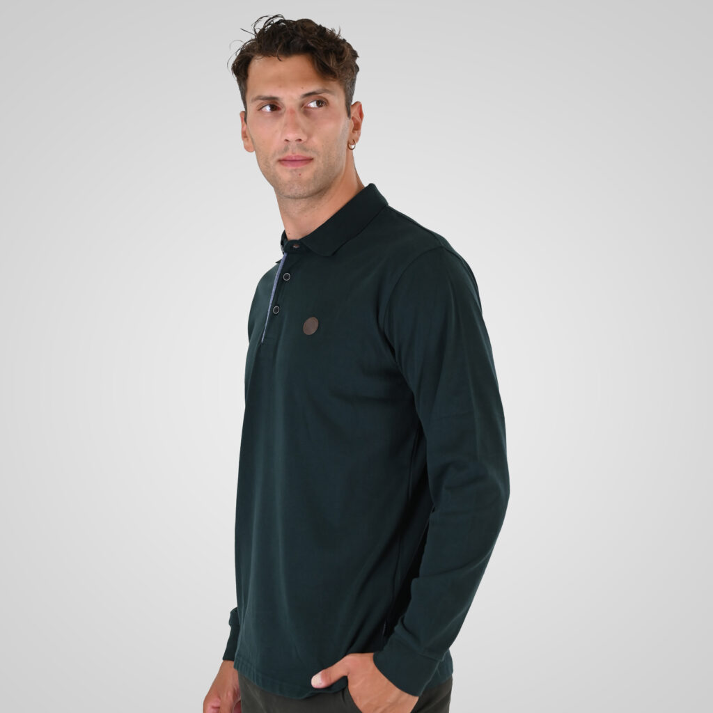262PS-3102 POLO LONGSLEEVE (JERSEY FABRIC WITH PEACH FINISH) FOREST GREEN