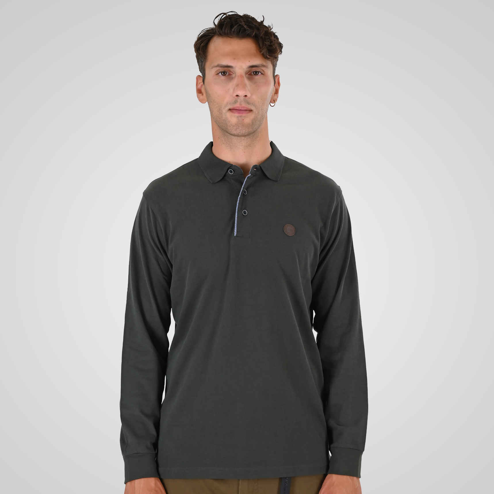262PS-3102 POLO LONGSLEEVE (JERSEY FABRIC WITH PEACH FINISH) KHAKI - Image 1