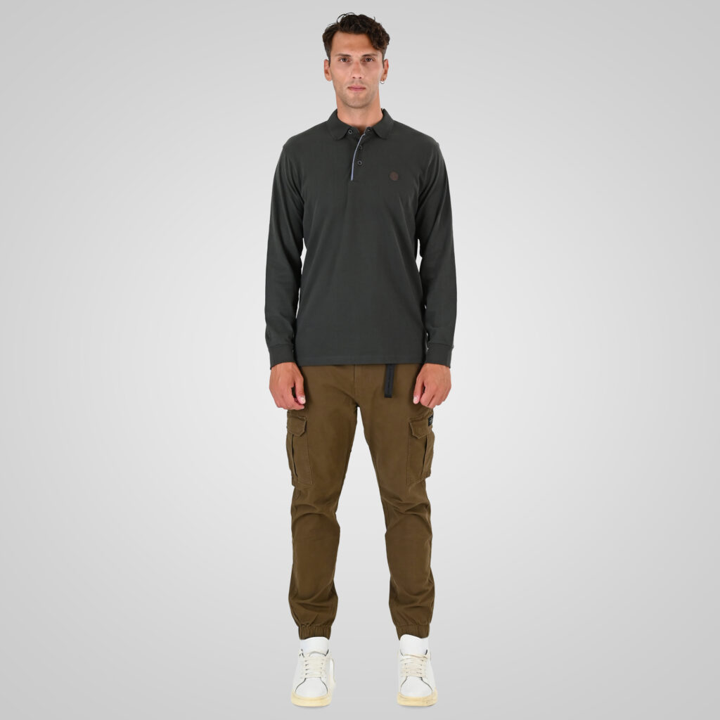 262PS-3102 POLO LONGSLEEVE (JERSEY FABRIC WITH PEACH FINISH) KHAKI