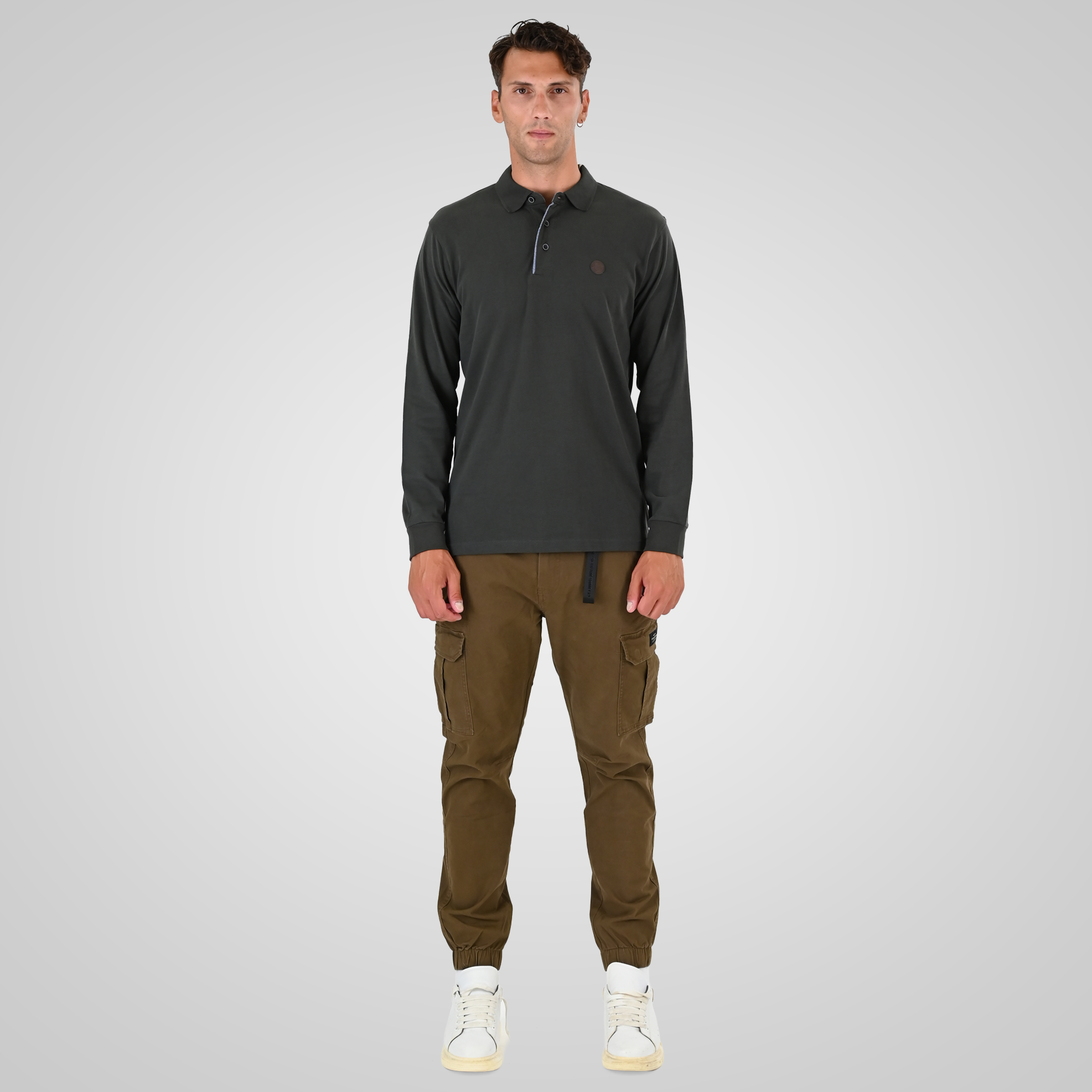 262PS-3102 POLO LONGSLEEVE (JERSEY FABRIC WITH PEACH FINISH) KHAKI - Image 2