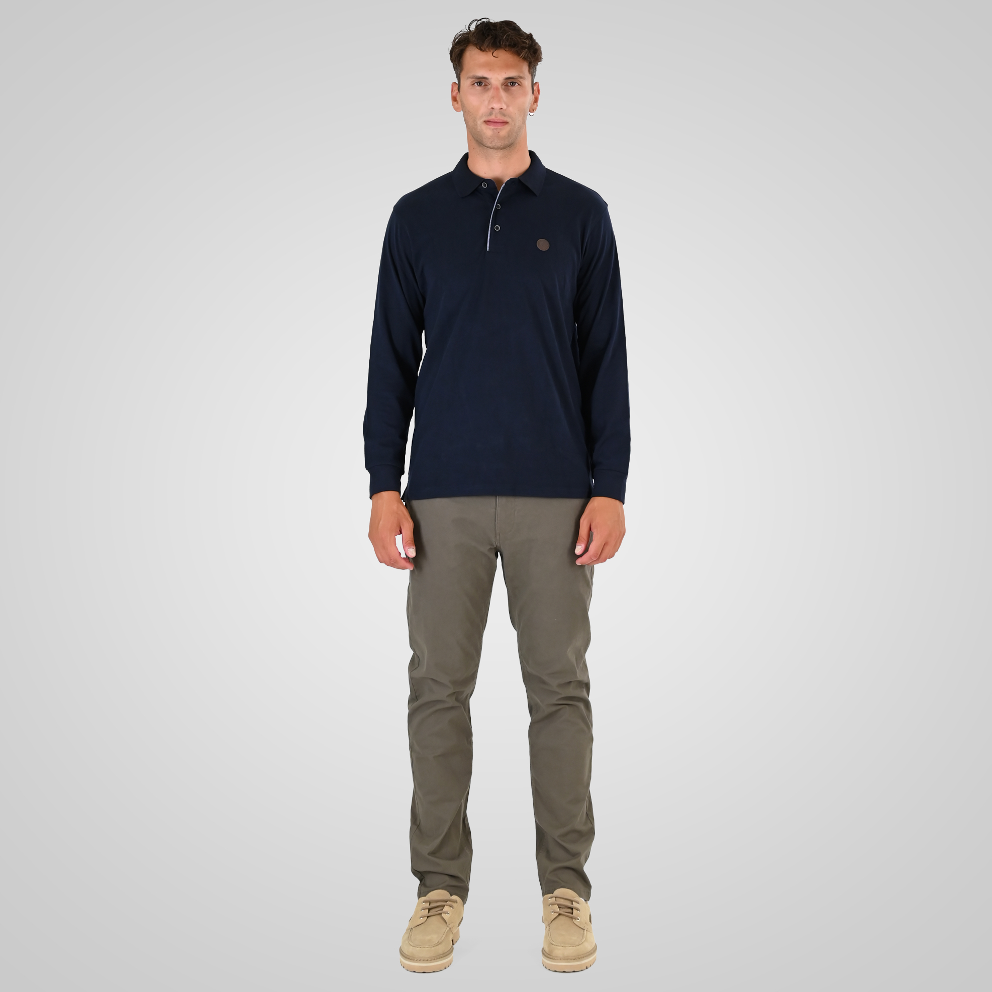 262PS-3102 POLO LONGSLEEVE (JERSEY FABRIC WITH PEACH FINISH) NAVY - Image 2