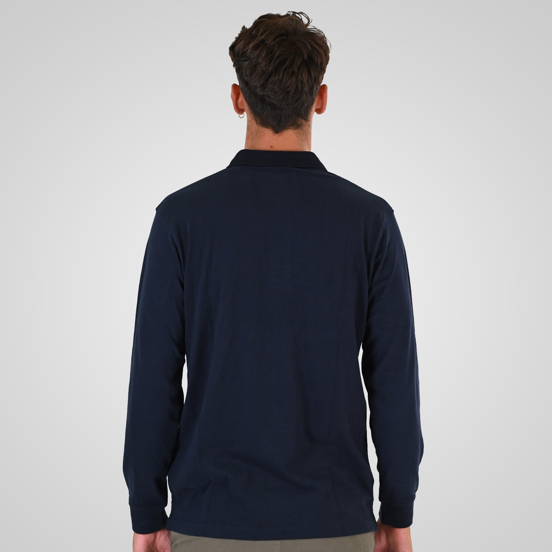 262PS-3102 POLO LONGSLEEVE (JERSEY FABRIC WITH PEACH FINISH) NAVY - Image 4