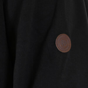 262SEL-1167 TOP WITH ZIPPER UNDER HALF MAIN PLACKET AND DENSE EMBROIDERY (SELANIK WITH PEACH FINISH) BLACK - Image 5