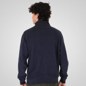 262SEL-1167 TOP WITH ZIPPER UNDER HALF MAIN PLACKET AND DENSE EMBROIDERY (SELANIK WITH PEACH FINISH) NAVY - Image 4