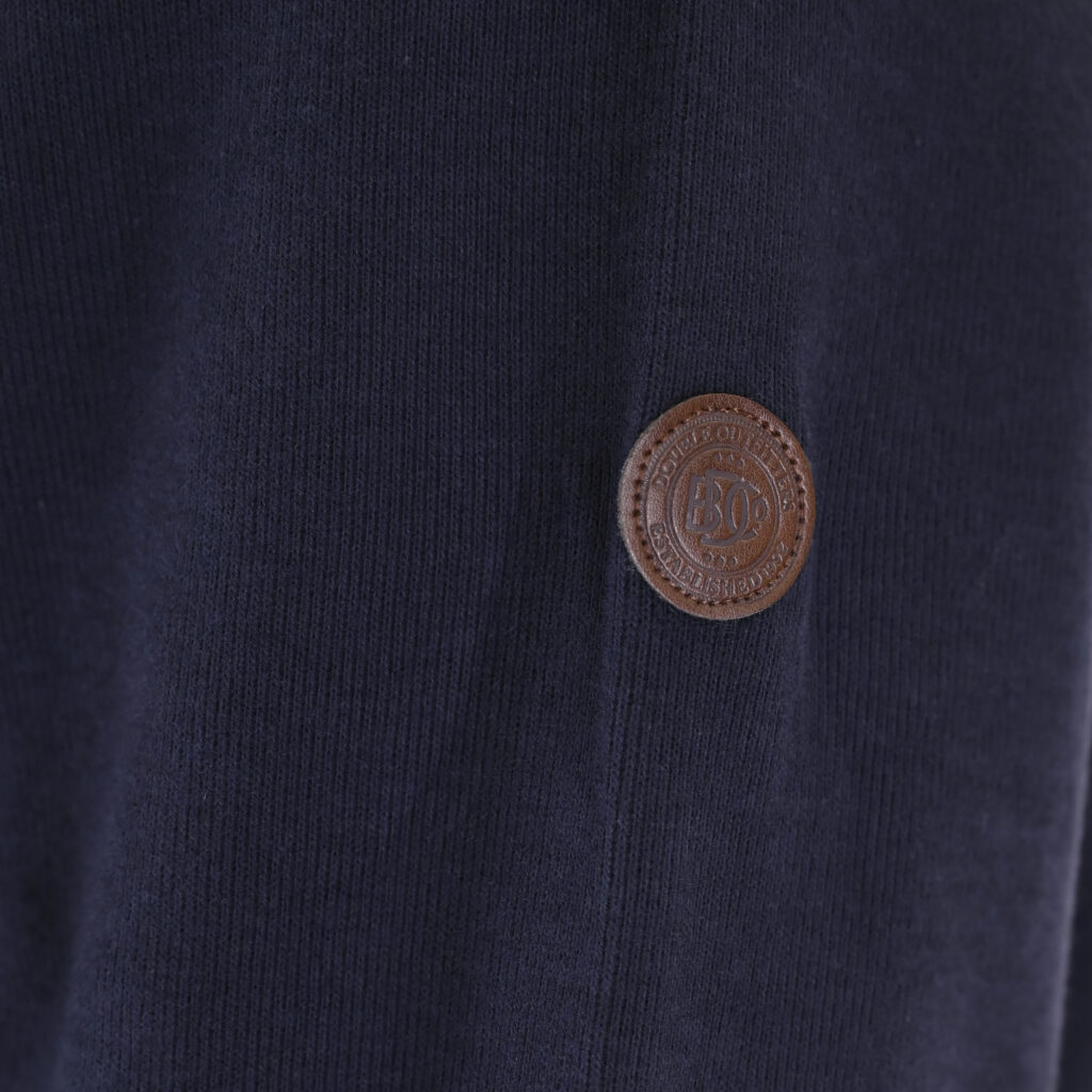262SEL-1167 TOP WITH ZIPPER UNDER HALF MAIN PLACKET AND DENSE EMBROIDERY (SELANIK WITH PEACH FINISH) NAVY