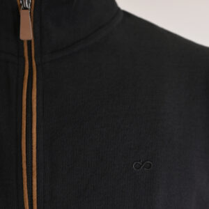 262SEL-1168 TOP FULL ZIP WITH POCKETS AND STAND-UP COLLAR WITH DENSE EMBROIDERY (SELANIK WITH PEACH FINISH) BLACK - Image 5