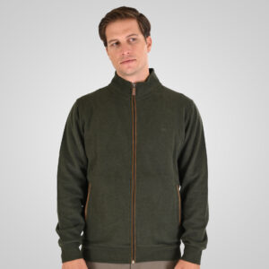262SEL-1168 TOP FULL ZIP WITH POCKETS AND STAND-UP COLLAR WITH DENSE EMBROIDERY (SELANIK WITH PEACH FINISH) KHAKI MELANGE