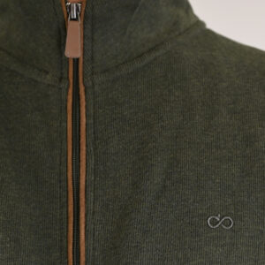 262SEL-1168 TOP FULL ZIP WITH POCKETS AND STAND-UP COLLAR WITH DENSE EMBROIDERY (SELANIK WITH PEACH FINISH) KHAKI MELANGE - Image 5