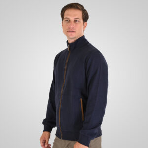 262SEL-1168 TOP FULL ZIP WITH POCKETS AND STAND-UP COLLAR WITH DENSE EMBROIDERY (SELANIK WITH PEACH FINISH) NAVY - Image 3