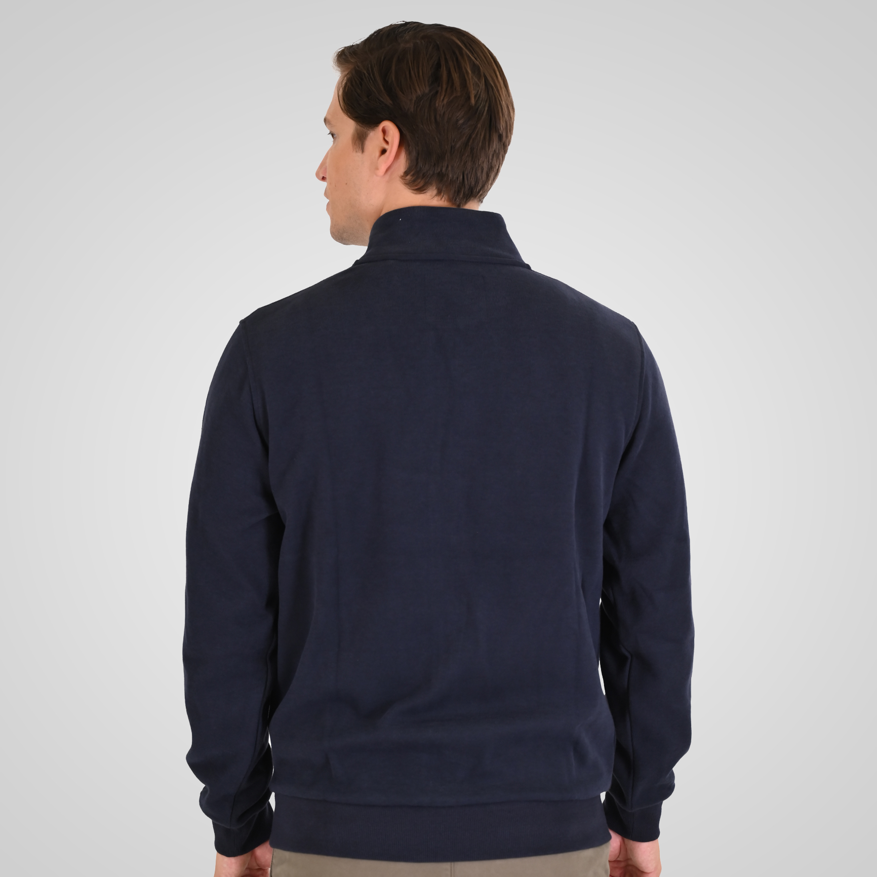 262SEL-1168 TOP FULL ZIP WITH POCKETS AND STAND-UP COLLAR WITH DENSE EMBROIDERY (SELANIK WITH PEACH FINISH) NAVY - Image 4