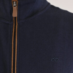 262SEL-1168 TOP FULL ZIP WITH POCKETS AND STAND-UP COLLAR WITH DENSE EMBROIDERY (SELANIK WITH PEACH FINISH) NAVY - Image 5