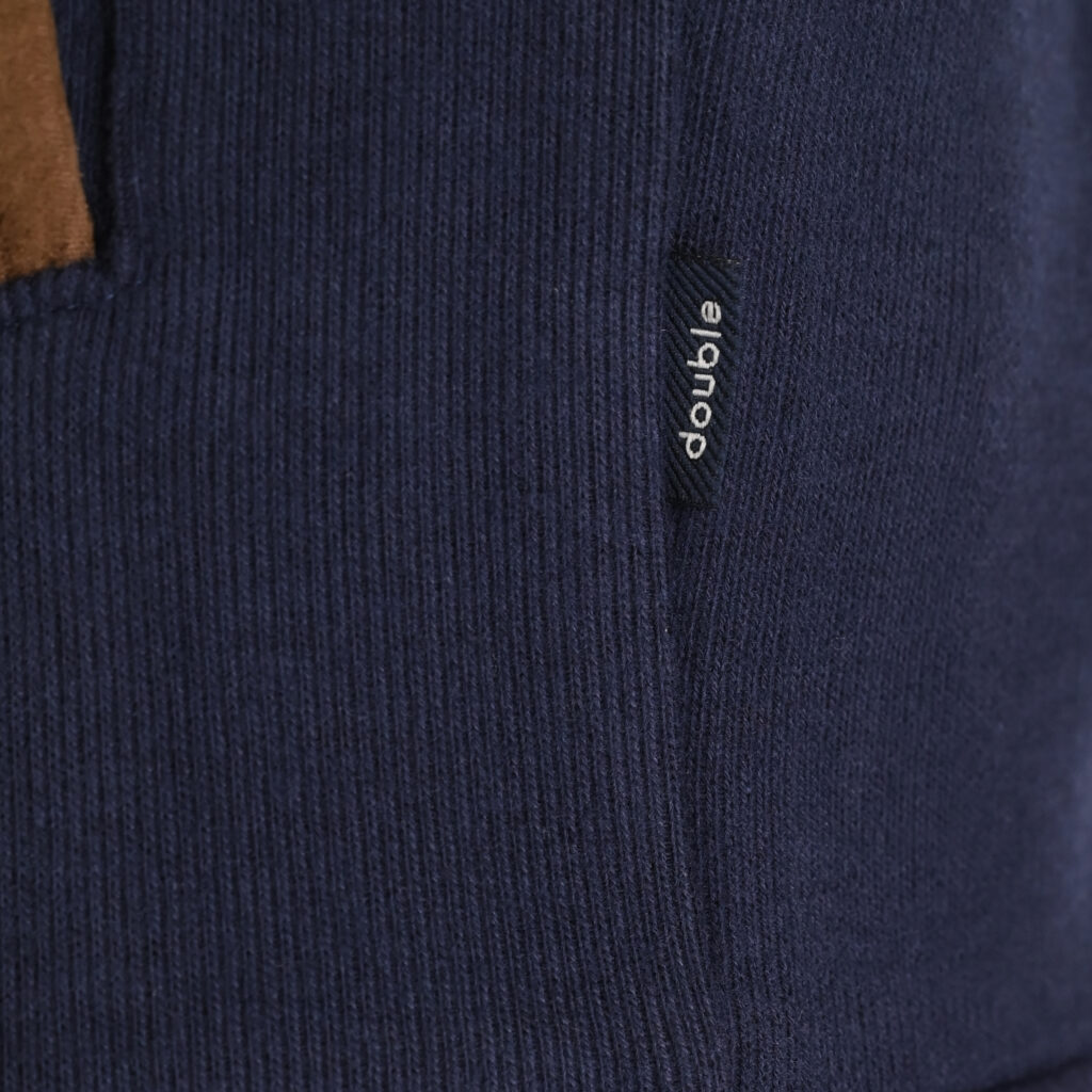 262SEL-1168 TOP FULL ZIP WITH POCKETS AND STAND-UP COLLAR WITH DENSE EMBROIDERY (SELANIK WITH PEACH FINISH) NAVY