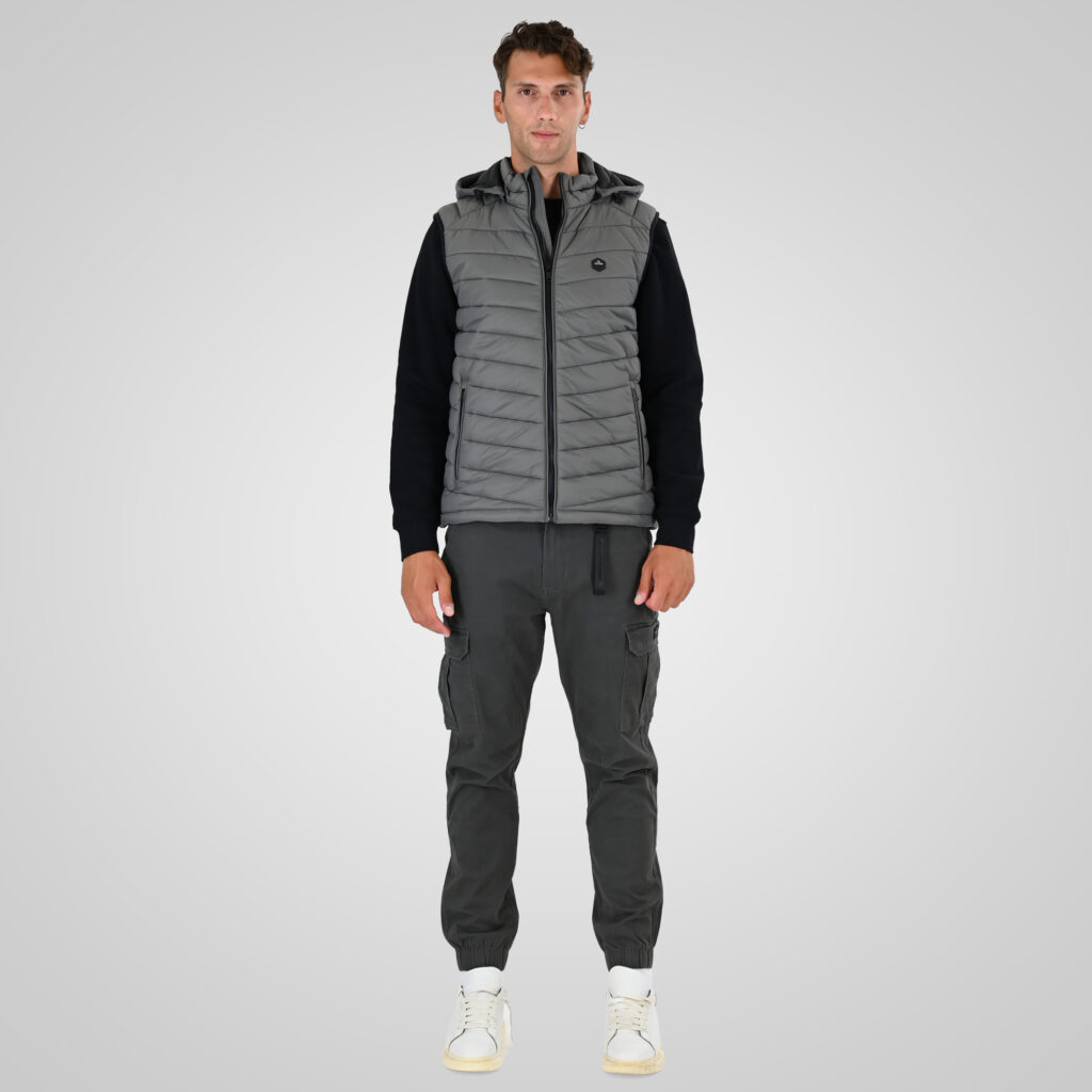 262SMJK-2104 JACKETS SLEEVELESS SMOKE GREY