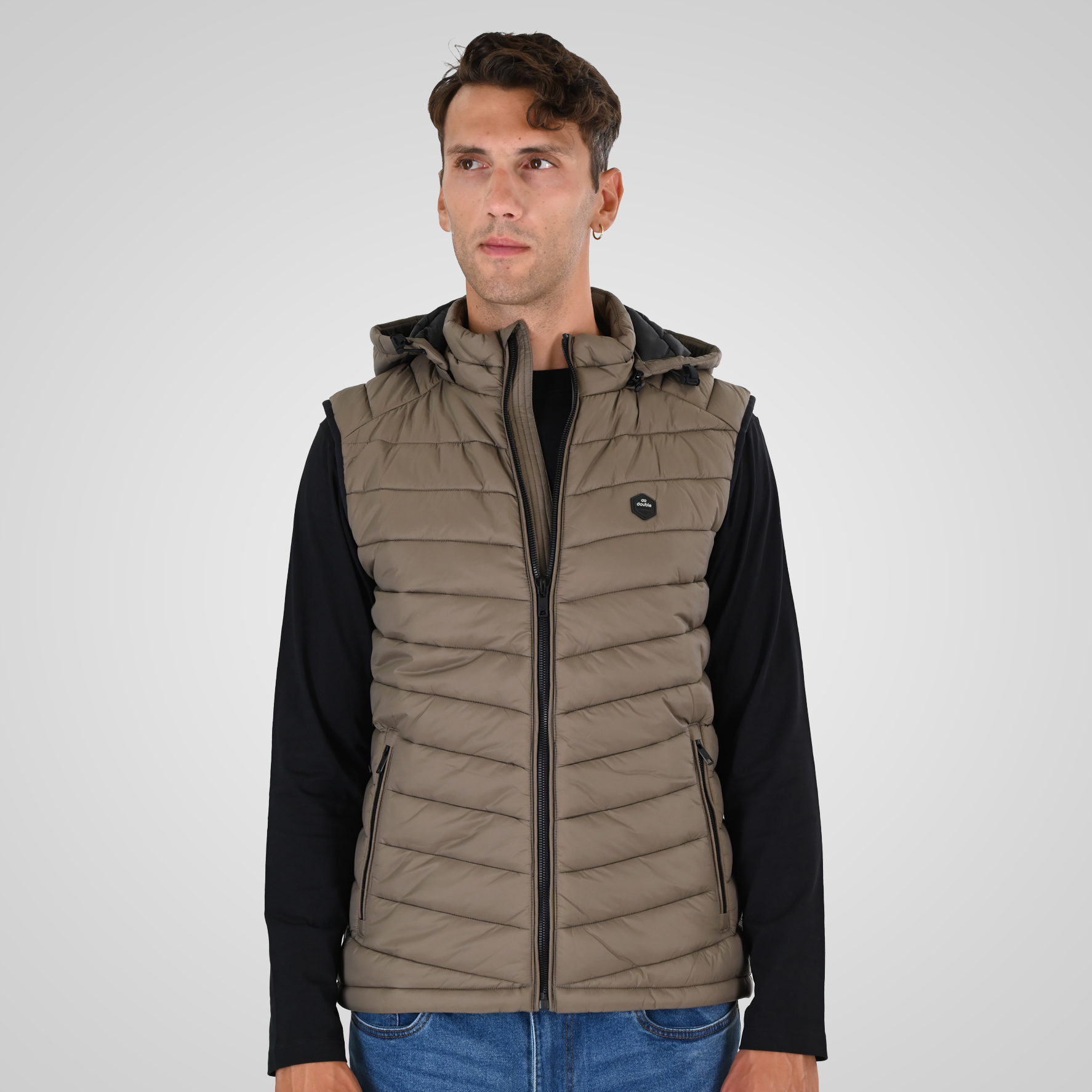 262SMJK-2104 JACKETS SLEEVELESS TAUPE - Image 1