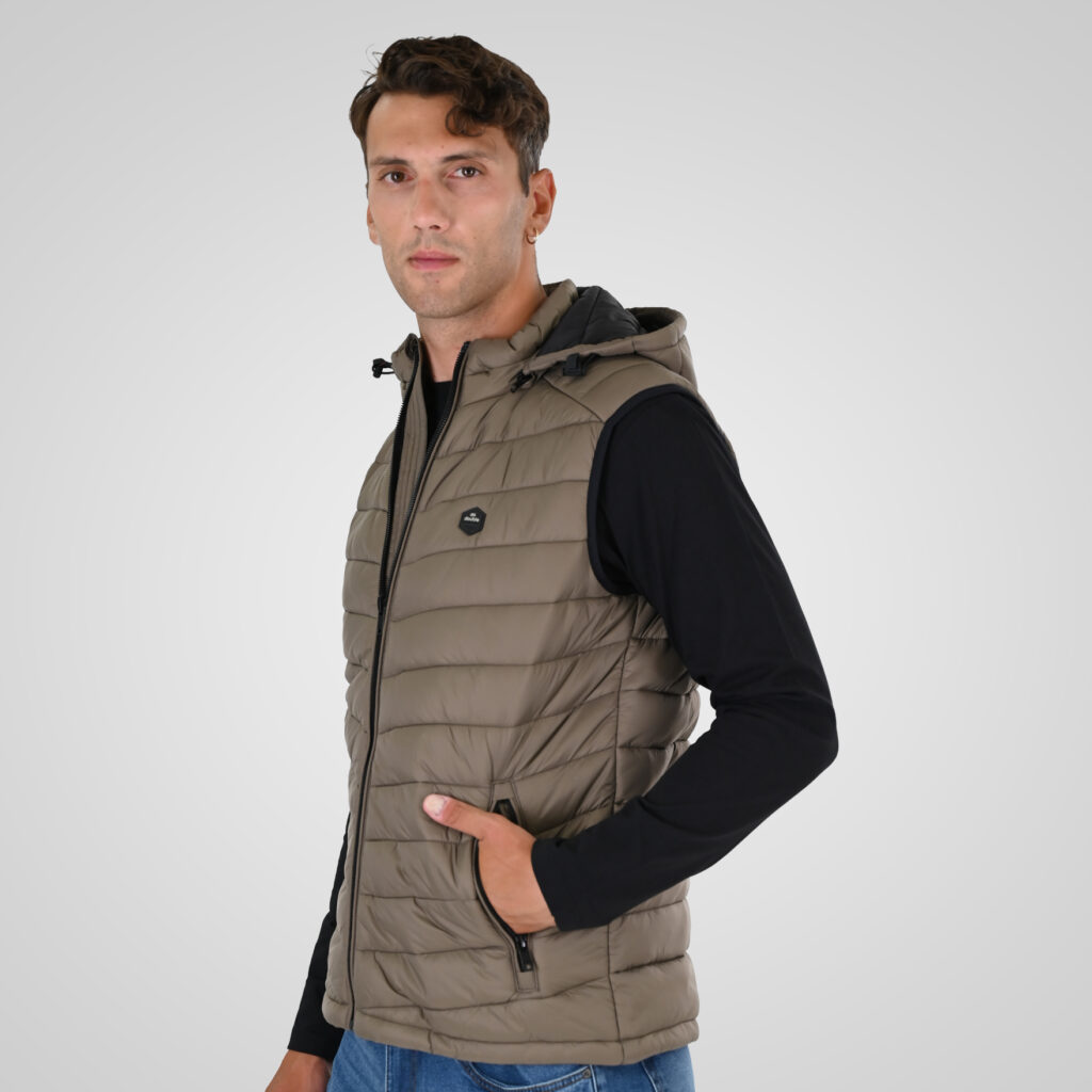 262SMJK-2104 JACKETS SLEEVELESS TAUPE