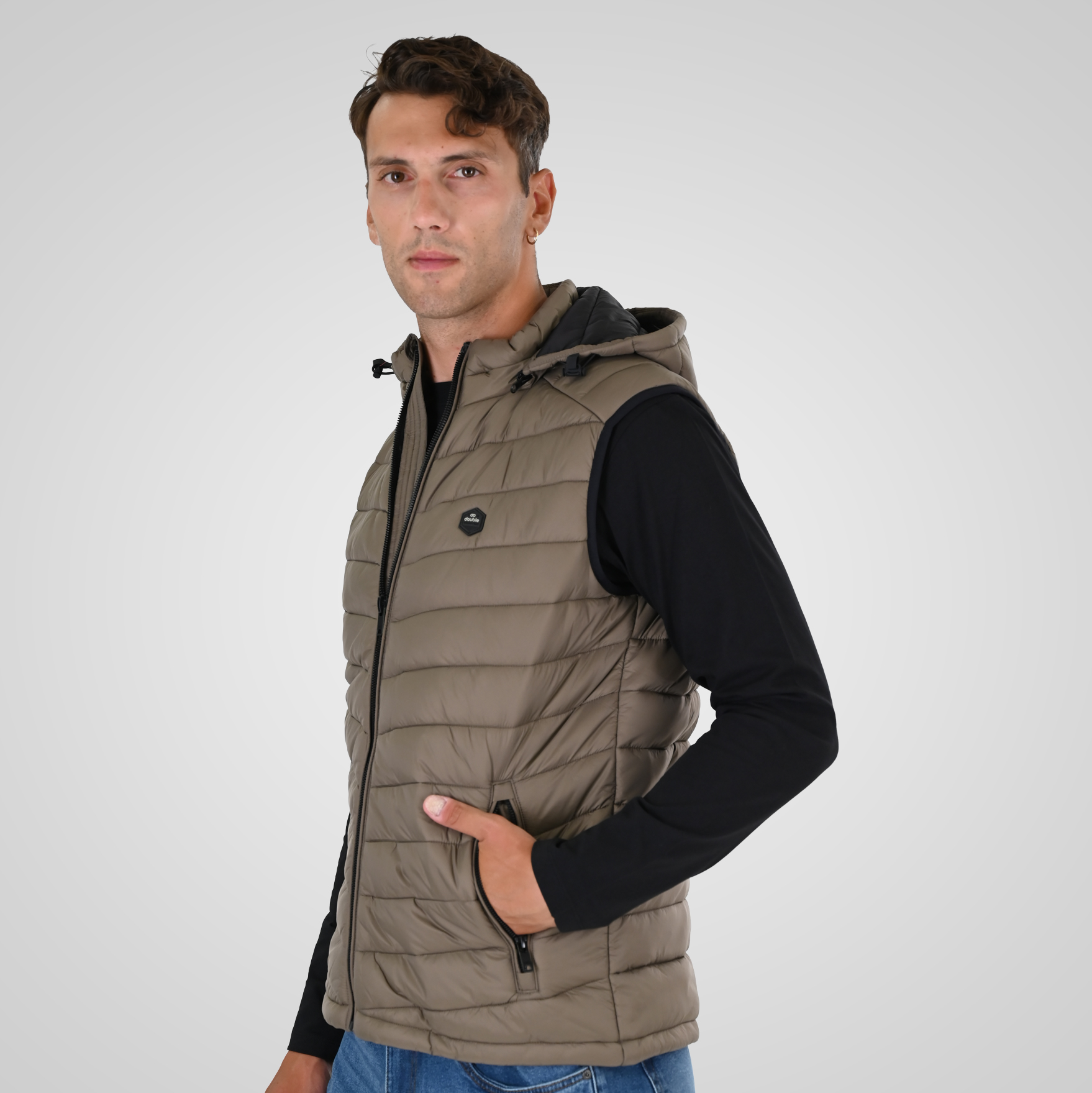 262SMJK-2104 JACKETS SLEEVELESS TAUPE - Image 3