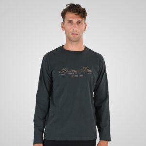 262TS-9171 T-SHIRTS LONGSLEEVE WITH DENSE EMBROIDERY AND THIN HIGH DENSITY PRINT (HEAVY JERSEY) ANTHRACITE