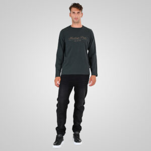 262TS-9171 T-SHIRTS LONGSLEEVE WITH DENSE EMBROIDERY AND THIN HIGH DENSITY PRINT (HEAVY JERSEY) ANTHRACITE