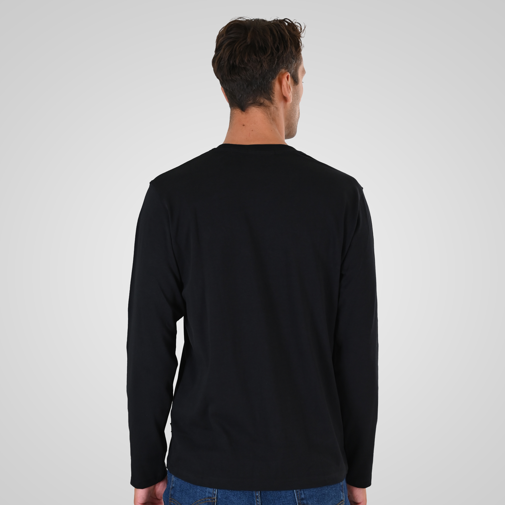 262TS-9171 T-SHIRTS LONGSLEEVE WITH DENSE EMBROIDERY AND THIN HIGH DENSITY PRINT (HEAVY JERSEY) BLACK - Image 4