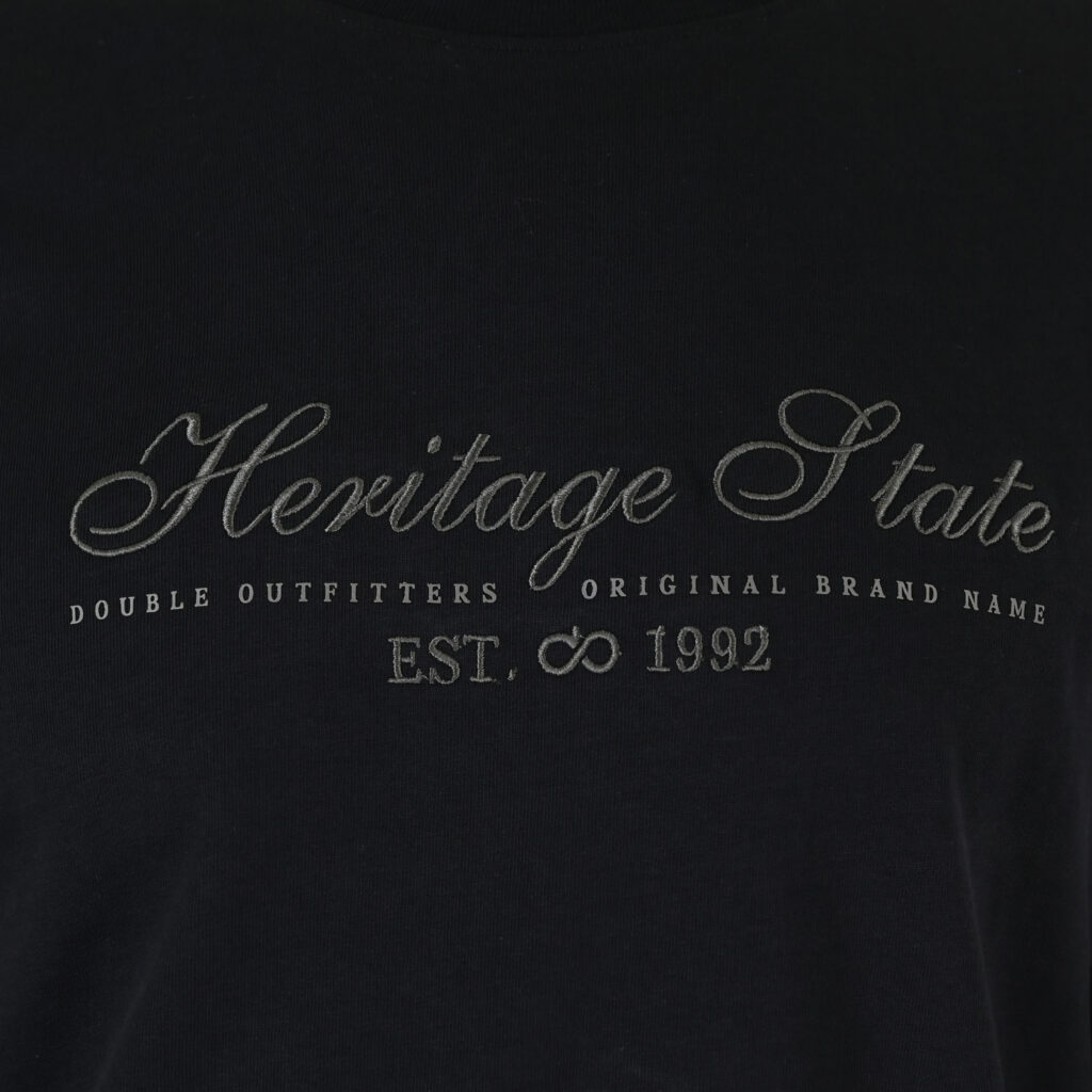 262TS-9171 T-SHIRTS LONGSLEEVE WITH DENSE EMBROIDERY AND THIN HIGH DENSITY PRINT (HEAVY JERSEY) BLACK