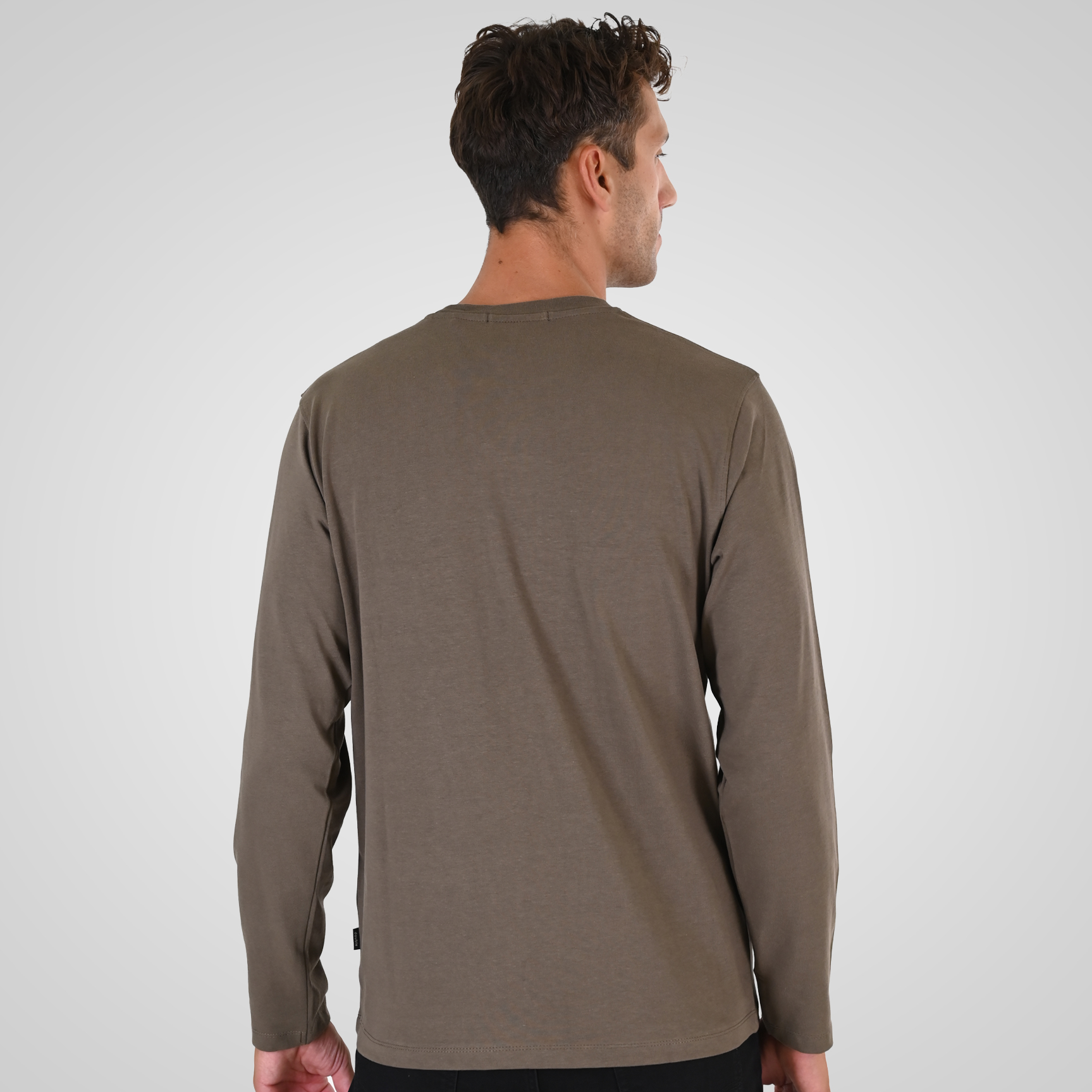 262TS-9171 T-SHIRTS LONGSLEEVE WITH DENSE EMBROIDERY AND THIN HIGH DENSITY PRINT (HEAVY JERSEY) TAUPE - Image 4