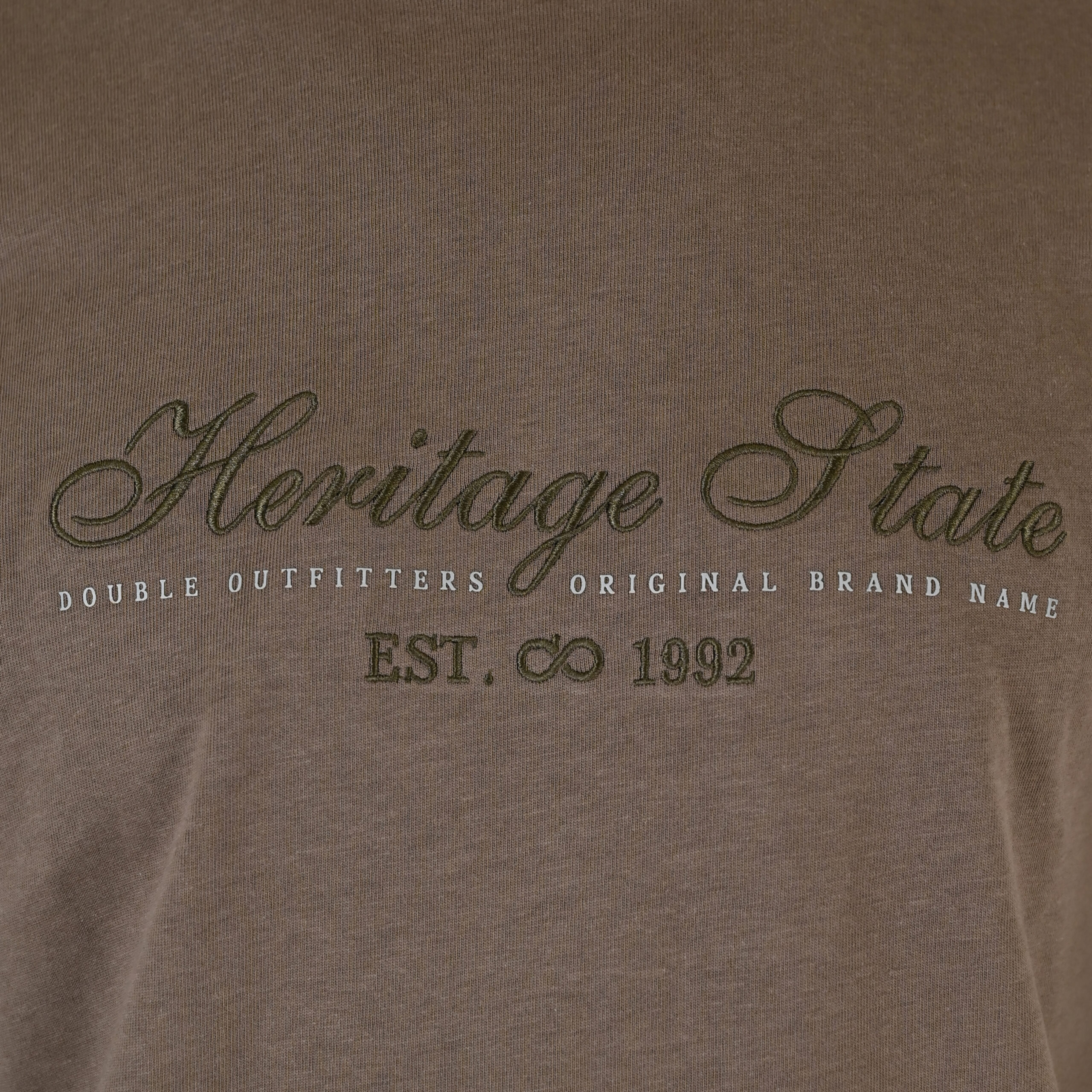 262TS-9171 T-SHIRTS LONGSLEEVE WITH DENSE EMBROIDERY AND THIN HIGH DENSITY PRINT (HEAVY JERSEY) TAUPE - Image 5